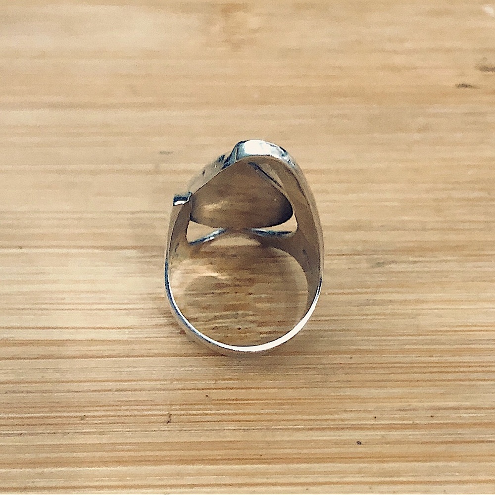 $69  Vintage Estate Ring Tiger Eye & Sterling Size 7 & 1/4 - 7 & 1/2 925 MEXICO - Picture 9 of 10